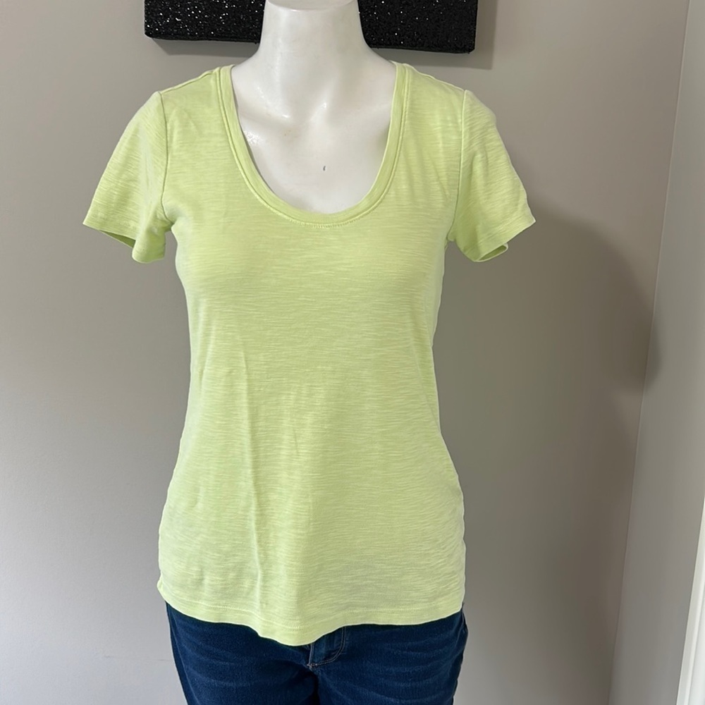TOMMY BAHAMA Ashby Isles U Neck T Shirt Top Relaxed Yellow Sz S